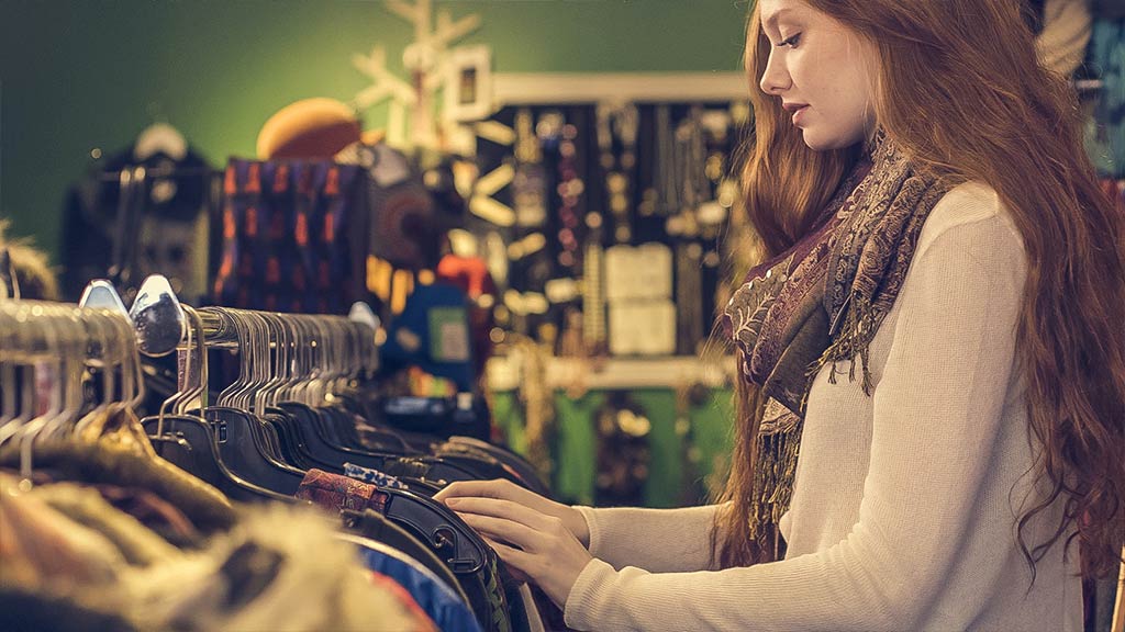 Young woman shopping for clothes