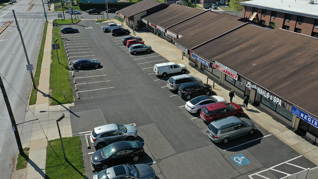 Camelot Shopping Center aerial view of parking lot
