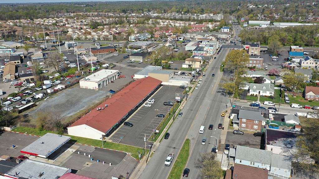 Grant Shopping Center aerial view of shopping center and surrounding Bustleton neighborhood